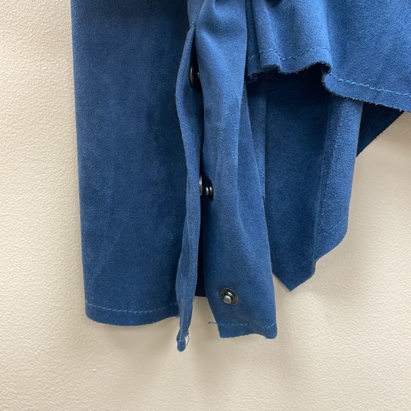 Kut from the Kloth Tayanita Faux Suede Draped Open Lightweight Blazer Blue XS - Picture 9 of 12
